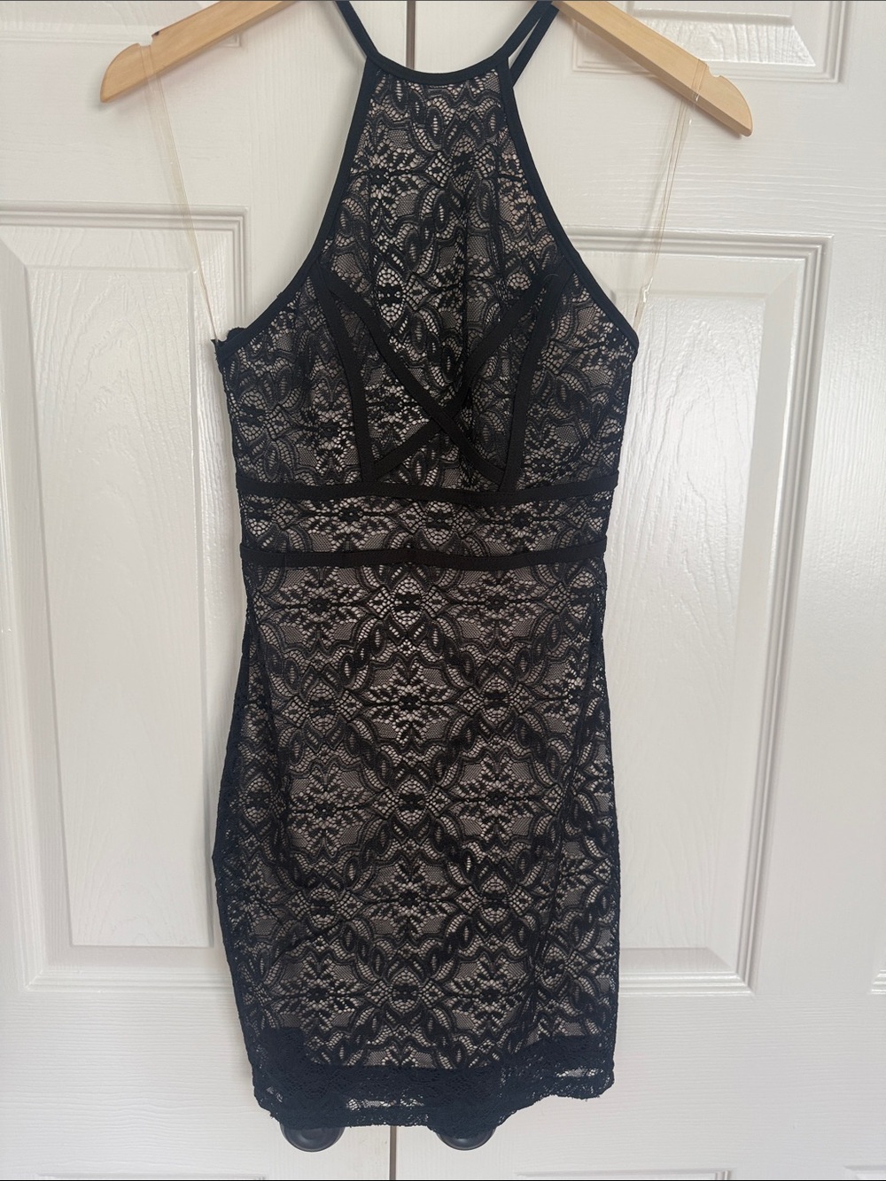 privy Black Lace  Bodycon Mini Dress back cut out small